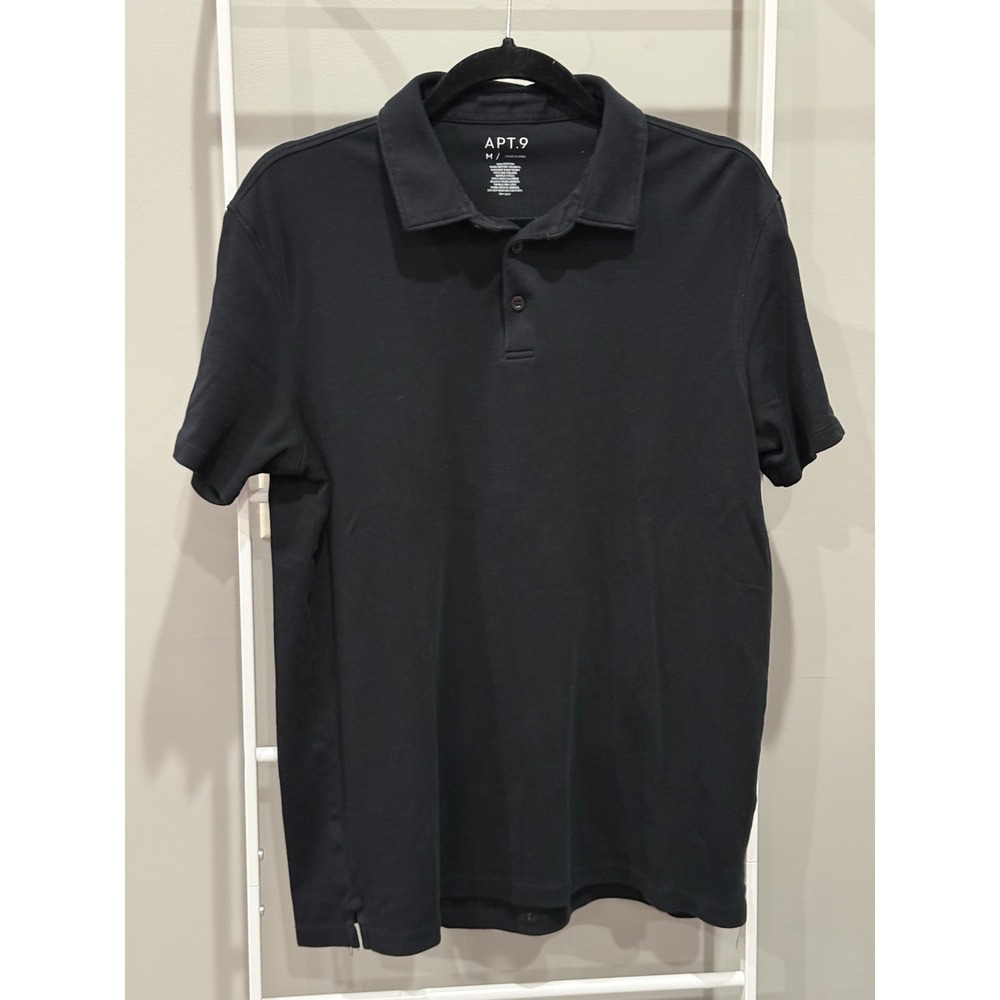 Apt 9 Black Polo Shirt Size M Minimalist Clean Guy Quiet Luxury Preppy Casual